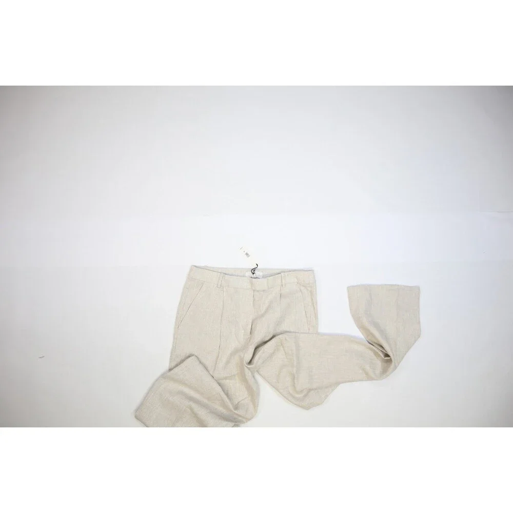 Banana Republic Lina Straight Natural Linen Dress Pant w Pockets Womens 10L